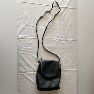 Black Small Faux Leather Crossbody Bag with Flap